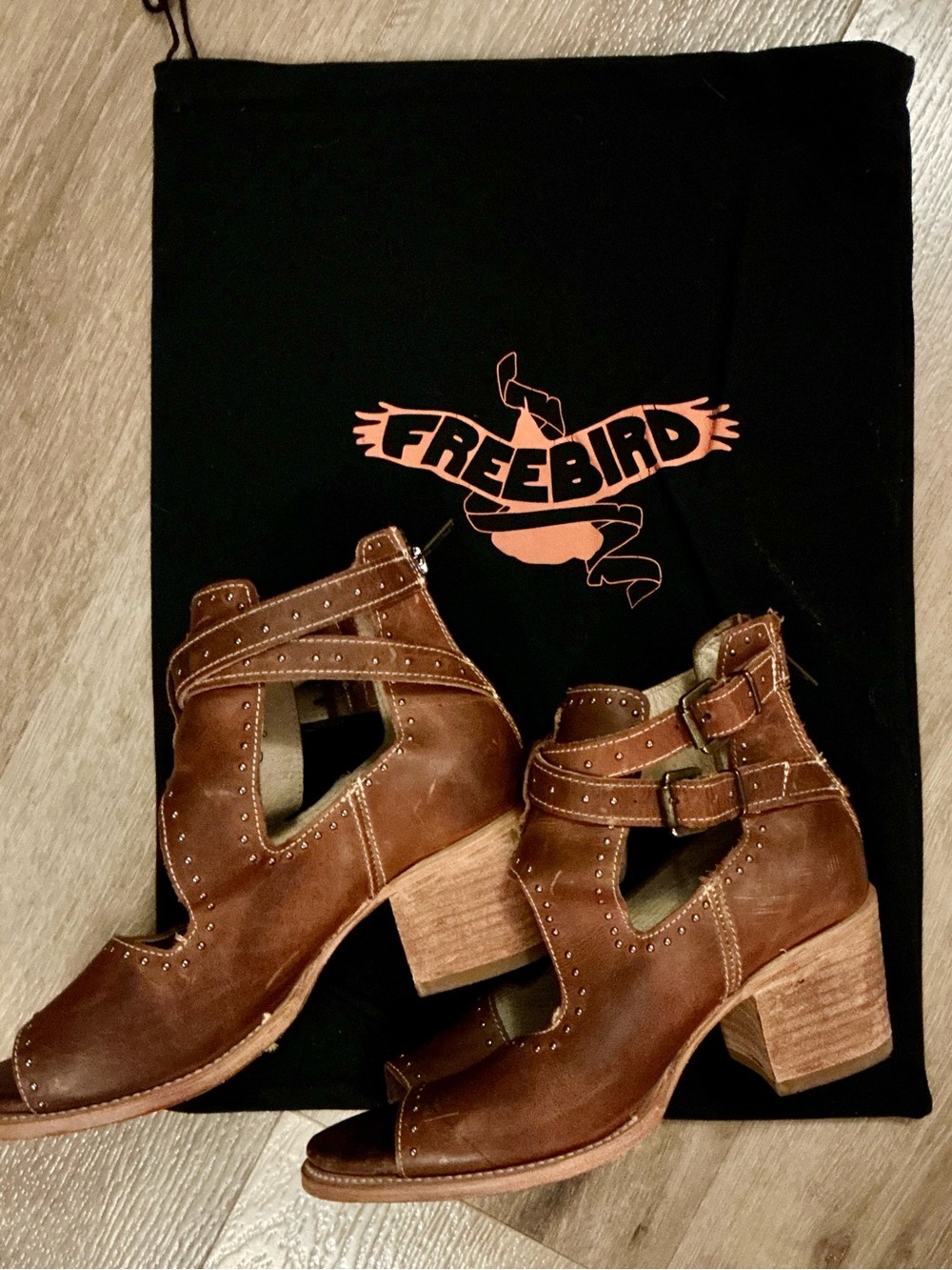 Freebird by Steven Cosmic Studded Leather Sandals Size 8 Brown | Made in Mexico - Picture 3 of 15
